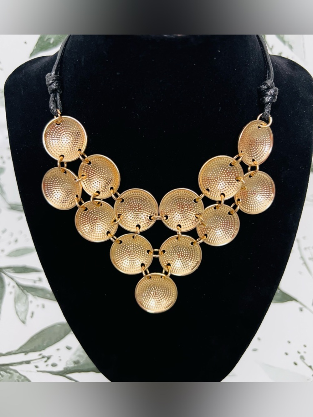 GOLD TONE COIN STATEMENT NECKLACE FASHION JEWELRY ADJUSTABLE BIB BOHEMIAN CHIC